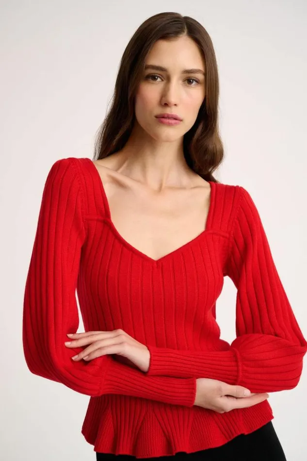 Luisa Spagnoli Knitwear Merlato 8211 HeartNeck Pullover Red 8211 Women