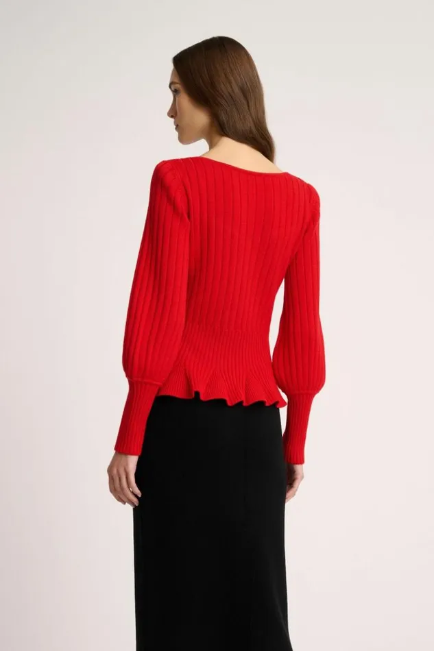 Luisa Spagnoli Knitwear Merlato 8211 HeartNeck Pullover Red 8211 Women Luisa Spagnoli Knitwear Merlato 8211 HeartNeck Pullover Red 8211 Women