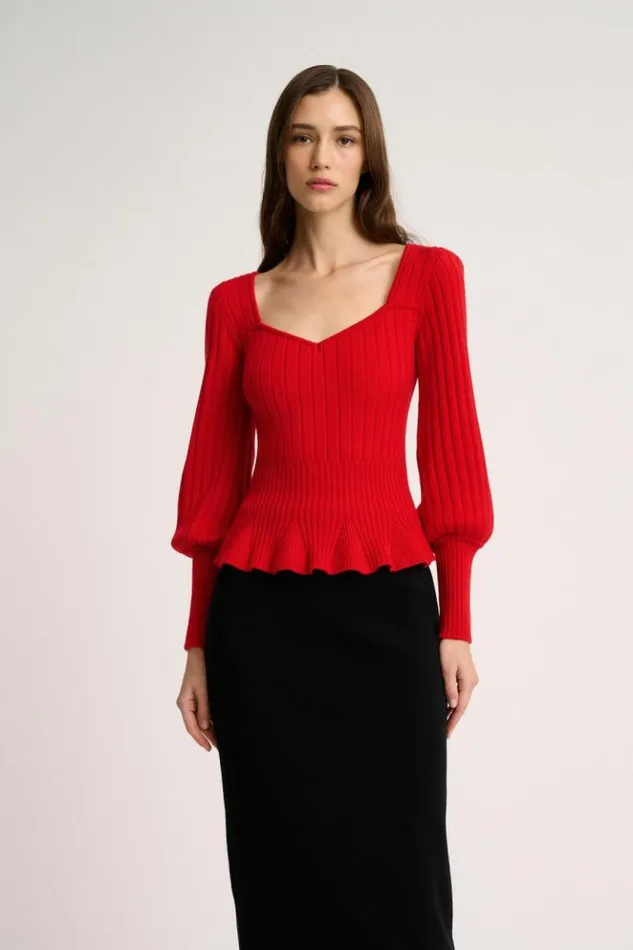 Luisa Spagnoli Knitwear Merlato 8211 HeartNeck Pullover Red 8211 Women Luisa Spagnoli Knitwear Merlato 8211 HeartNeck Pullover Red 8211 Women