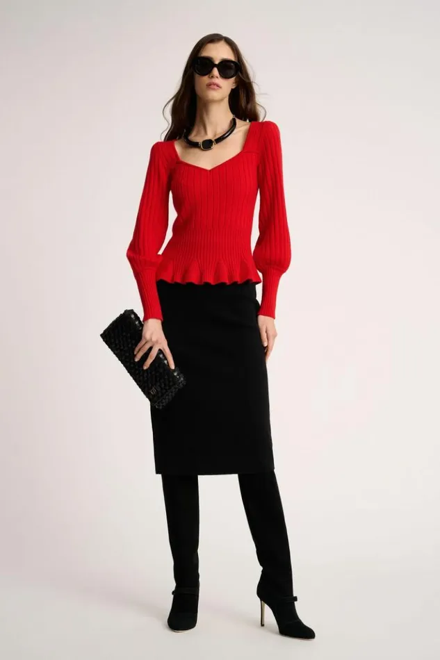Luisa Spagnoli Knitwear Merlato 8211 HeartNeck Pullover Red 8211 Women Luisa Spagnoli Knitwear Merlato 8211 HeartNeck Pullover Red 8211 Women