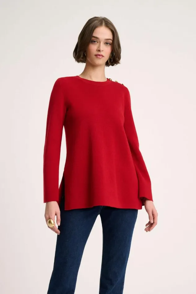 Luisa Spagnoli Knitwear Mose 8211 Tunic With Slits Red 8211 Women Luisa Spagnoli Knitwear Mose 8211 Tunic With Slits Red 8211 Women