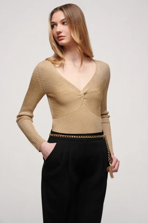 Luisa Spagnoli Knitwear Zelante 8211 Lurex Sweater Gold 8211 Women