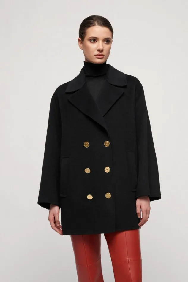 Luisa Spagnoli Outerwear Sughero 8211 CabanStyle Coat Black 8211 Women