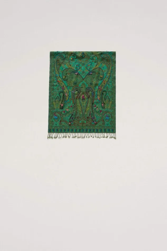 Luisa Spagnoli Scarves And Foulards Raimbow 8211 Jacquard Pattern Shawl Green 8211 Women Luisa Spagnoli Scarves And Foulards Raimbow 8211 Jacquard Pattern Shawl Green 8211 Women