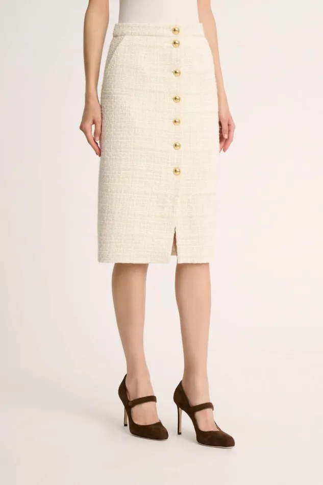 Luisa Spagnoli Skirts And Shorts Fettuccia 8211 Skirt With Buttons Cream 8211 Women