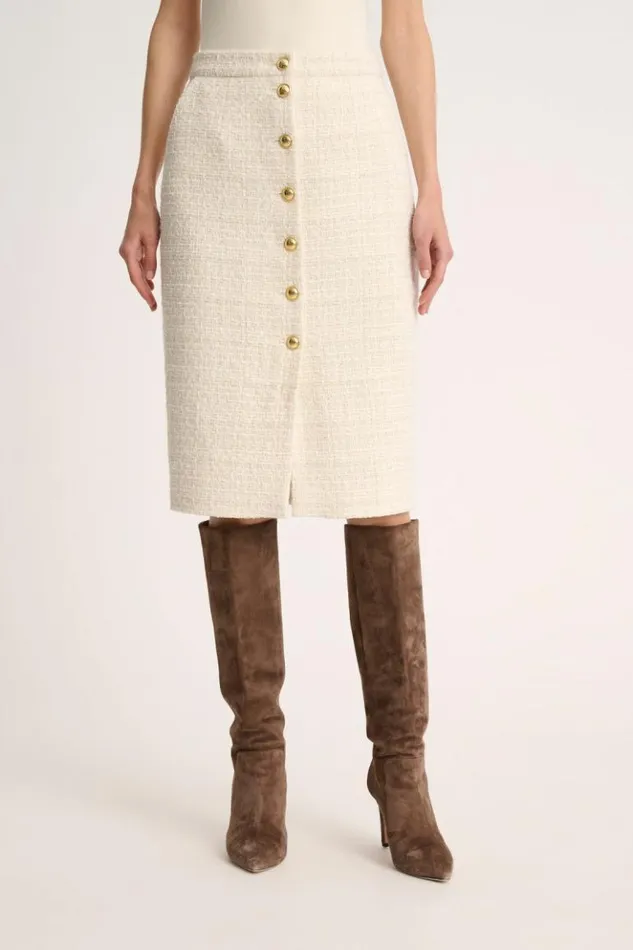 Luisa Spagnoli Skirts And Shorts Fettuccia 8211 Skirt With Buttons Cream 8211 Women Luisa Spagnoli Skirts And Shorts Fettuccia 8211 Skirt With Buttons Cream 8211 Women