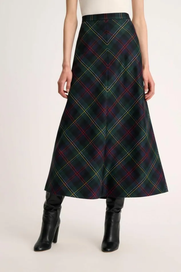 Luisa Spagnoli Skirts And Shorts Furetto 8211 Tartan Skirt Greenblue 8211 Women