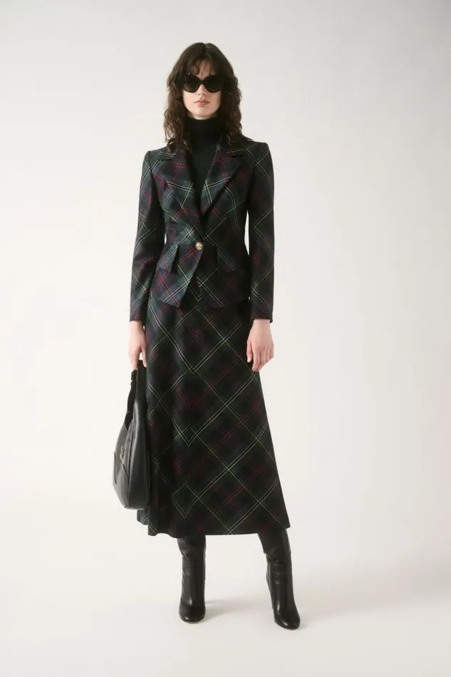 Luisa Spagnoli Skirts And Shorts Furetto 8211 Tartan Skirt Greenblue 8211 Women Luisa Spagnoli Skirts And Shorts Furetto 8211 Tartan Skirt Greenblue 8211 Women