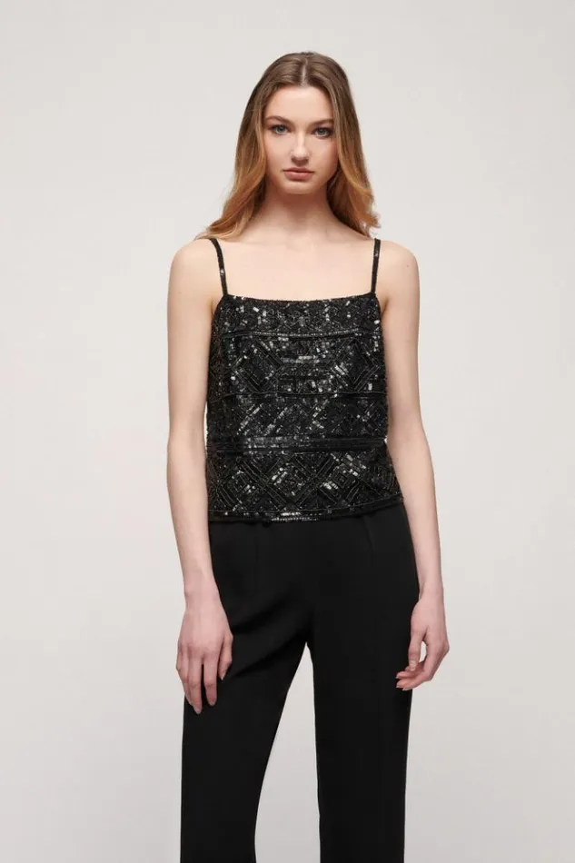 Luisa Spagnoli Tops And TShirts Labia 8211 Embroidered Top Black 8211 Women