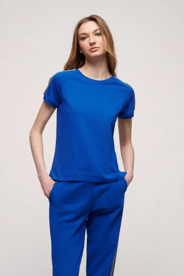 Luisa Spagnoli Tops And TShirts Lunar 8211 Cotton TShirt Bluette 8211 Women