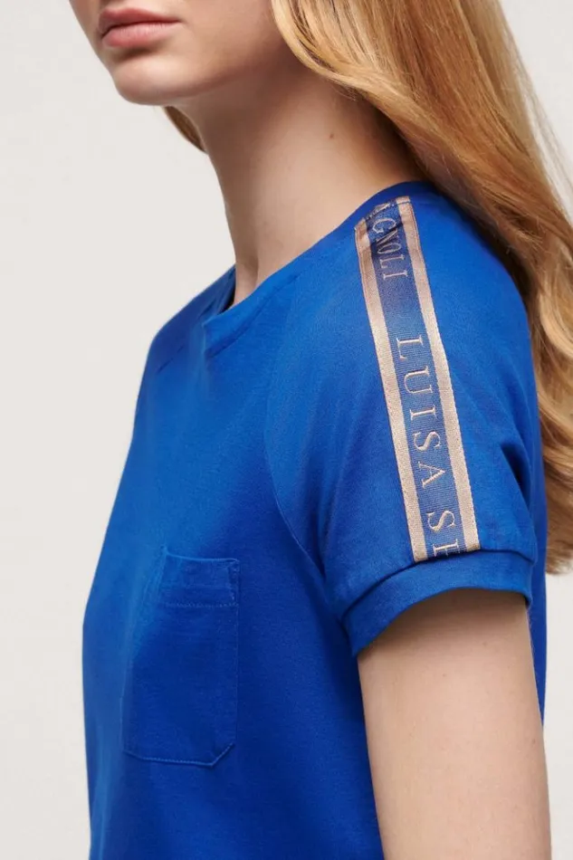 Luisa Spagnoli Tops And TShirts Lunar 8211 Cotton TShirt Bluette 8211 Women Luisa Spagnoli Tops And TShirts Lunar 8211 Cotton TShirt Bluette 8211 Women