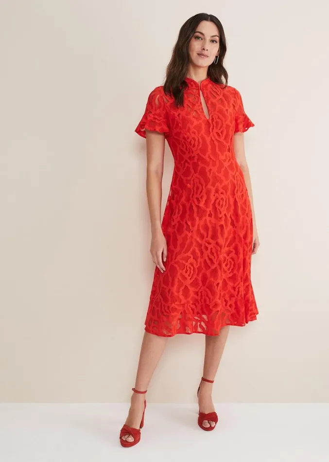 Lulu Lace Midi Dress Fire Women Phase Eight Dresses
