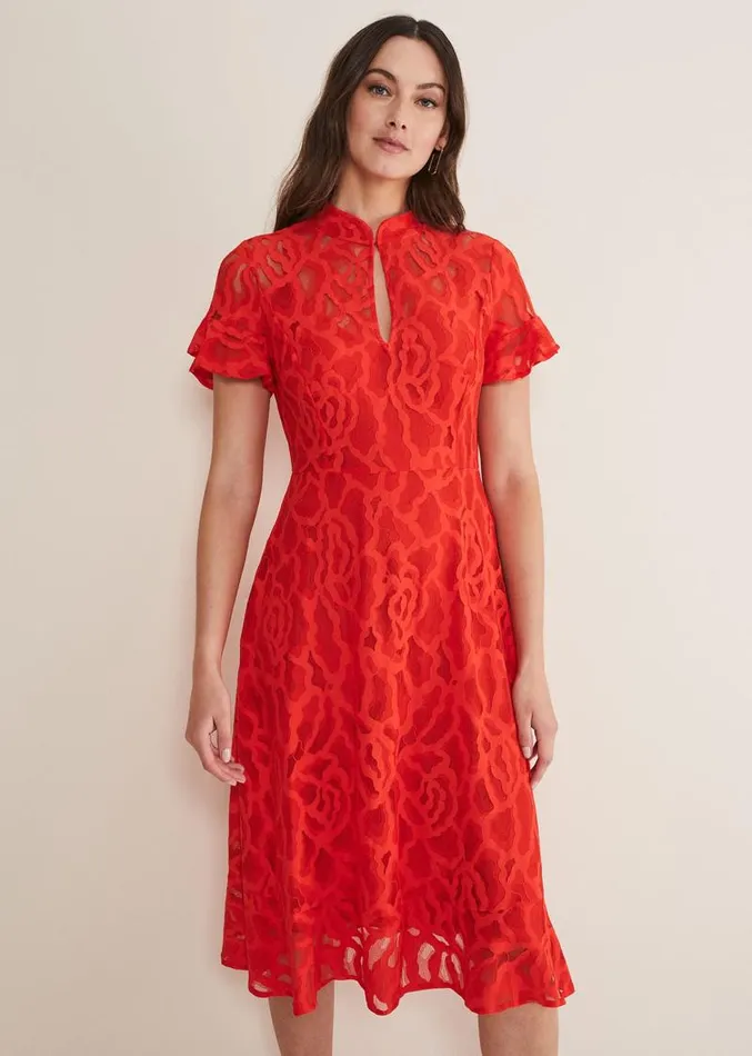 Lulu Lace Midi Dress Fire Women Phase Eight Dresses