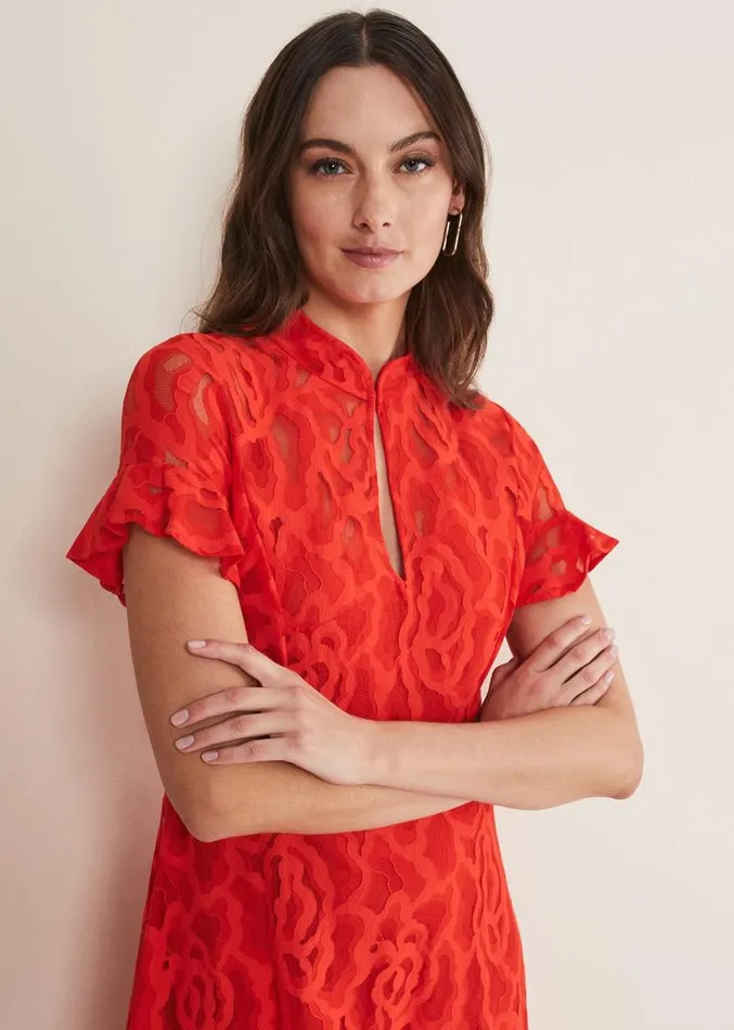 Lulu Lace Midi Dress Fire Women Phase Eight Dresses