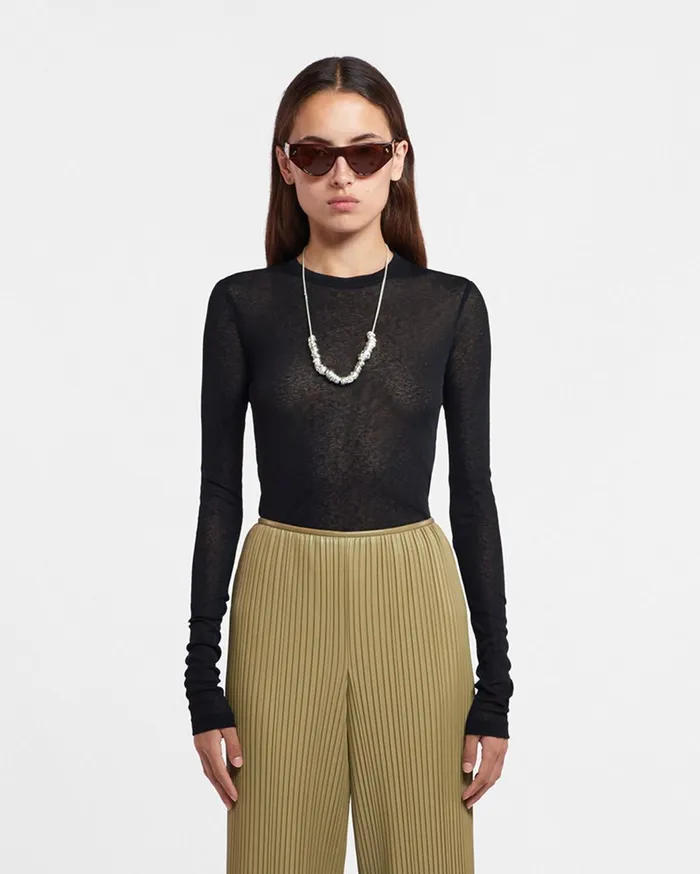 Lymee MeshJersey Top Black Women Nanushka Tops