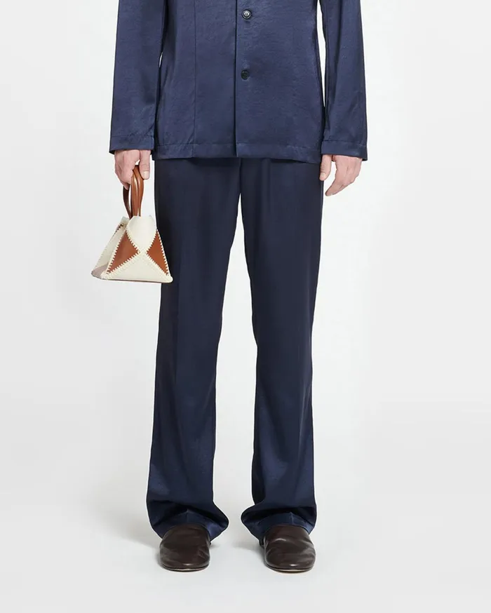 Macen Satin Pants Navy Men Nanushka Pants