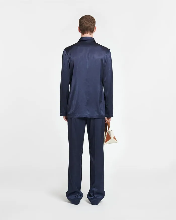 Macen Satin Pants Navy Men Nanushka Pants