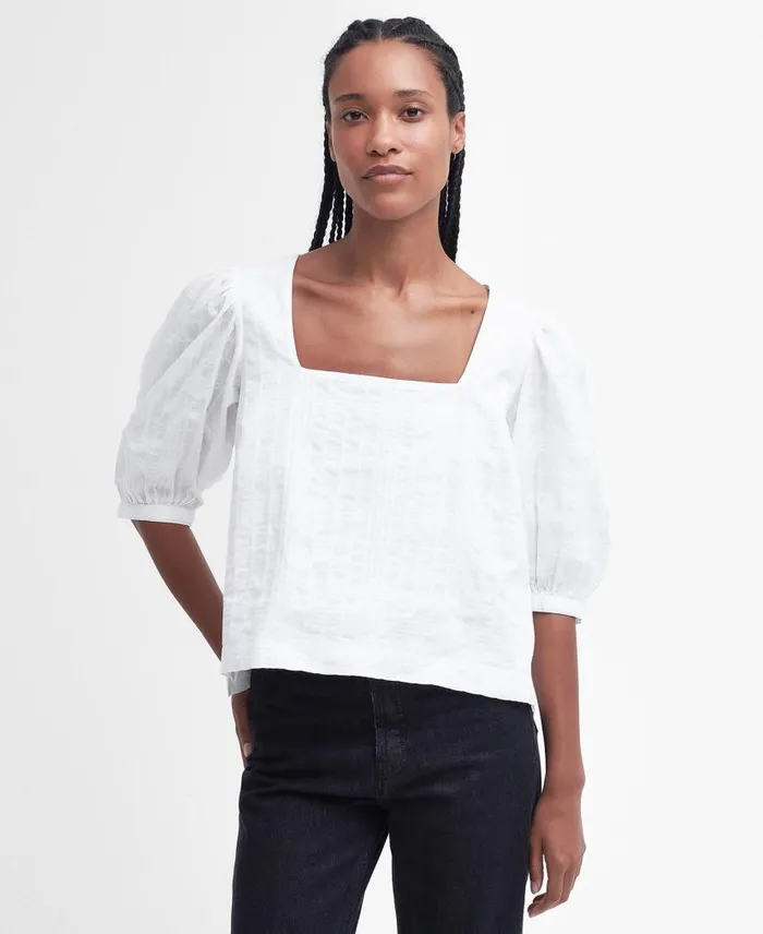 Macy Blouse Classic White Women Barbour Shirts and Blouses