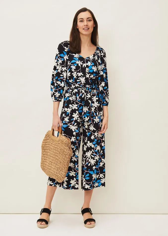 Magnolia Floral Jersey Jumpsuit Navymulti Women Phase Eight Dresses