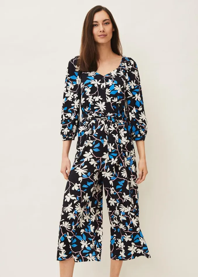 Magnolia Floral Jersey Jumpsuit Navymulti Women Phase Eight Dresses