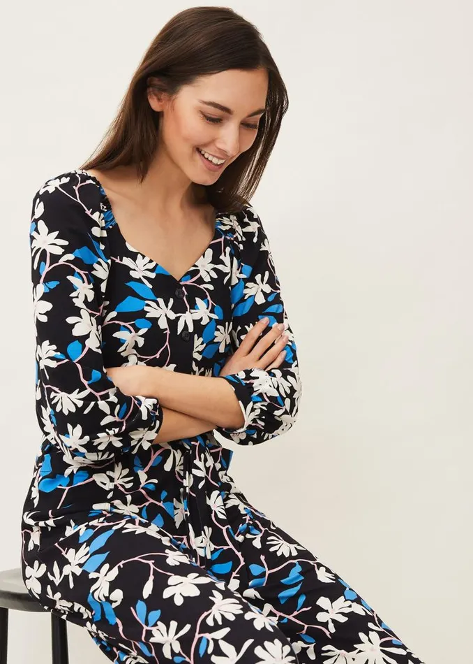 Magnolia Floral Jersey Jumpsuit Navymulti Women Phase Eight Dresses