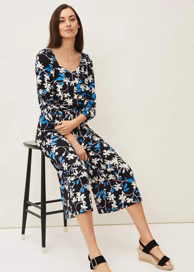 Magnolia Floral Jersey Jumpsuit Navymulti Women Phase Eight Dresses