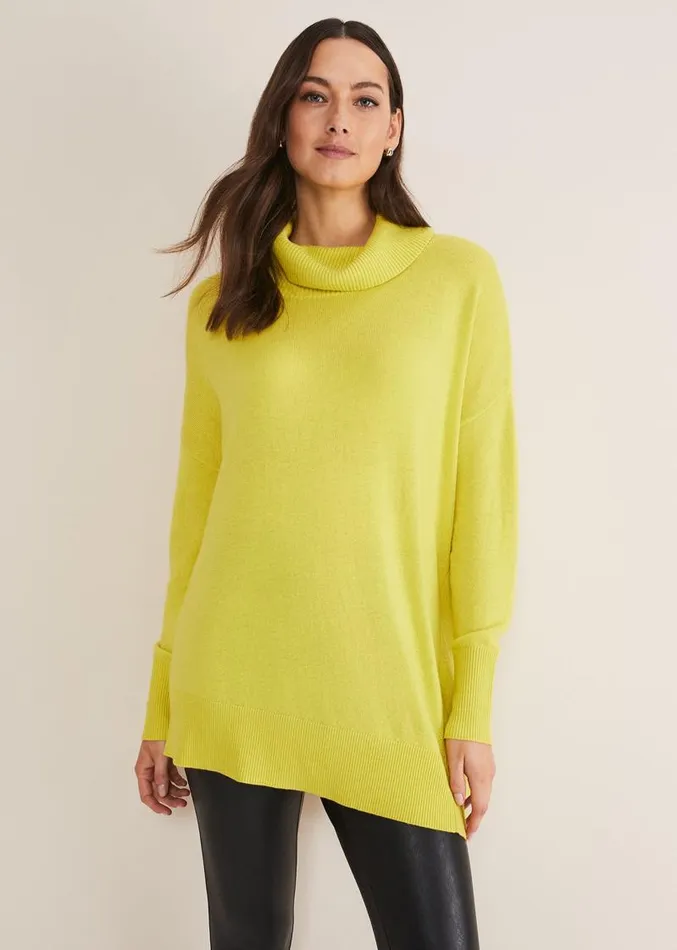 Maltia Asymmetric Hem Jumper Lime Women Phase Eight Knitwear