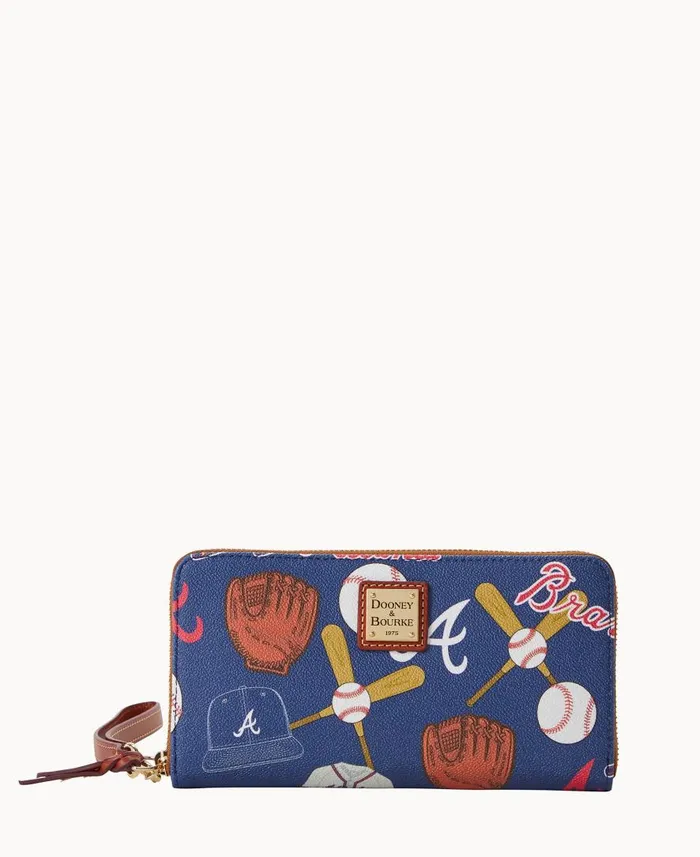 ManWoman MLB Braves Large Zip Around Wristlet Braves Dooney and Bourke Wallets