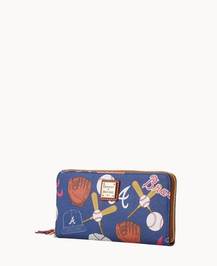 ManWoman MLB Braves Large Zip Around Wristlet Braves Dooney and Bourke Wallets