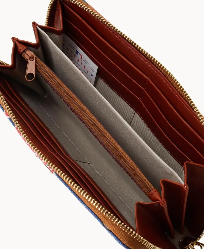 ManWoman MLB Braves Large Zip Around Wristlet Braves Dooney and Bourke Wallets