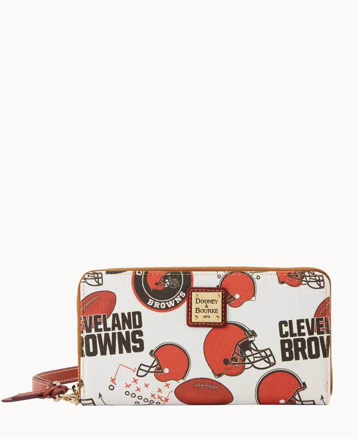 ManWoman NFL Browns Large Zip Around Wristlet Browns Dooney and Bourke Wallets