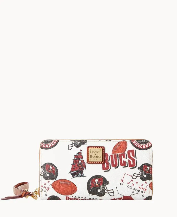 ManWoman NFL Buccaneers Large Zip Around Wristlet Buccaneers Dooney and Bourke Wallets