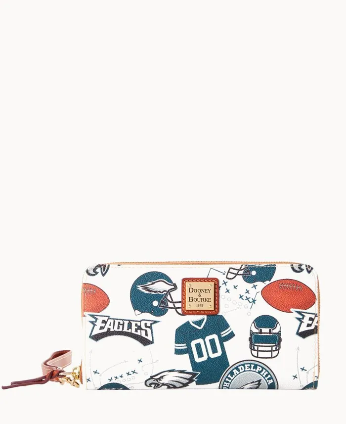 ManWoman NFL Eagles Large Zip Around Wristlet Eagles Dooney and Bourke Wallets