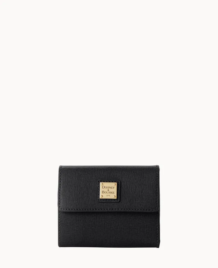 ManWoman Saffiano Small Flap Credit Card Wallet Black Dooney and Bourke Wallets