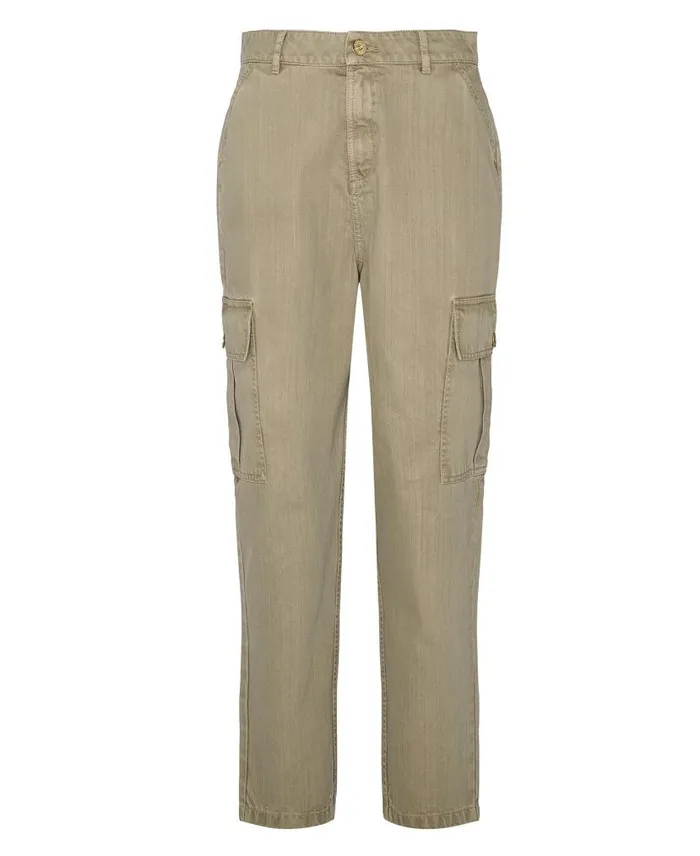 Maria Tapered Cargo Jeans Washed Khaki Women Barbour Trousers and Shorts