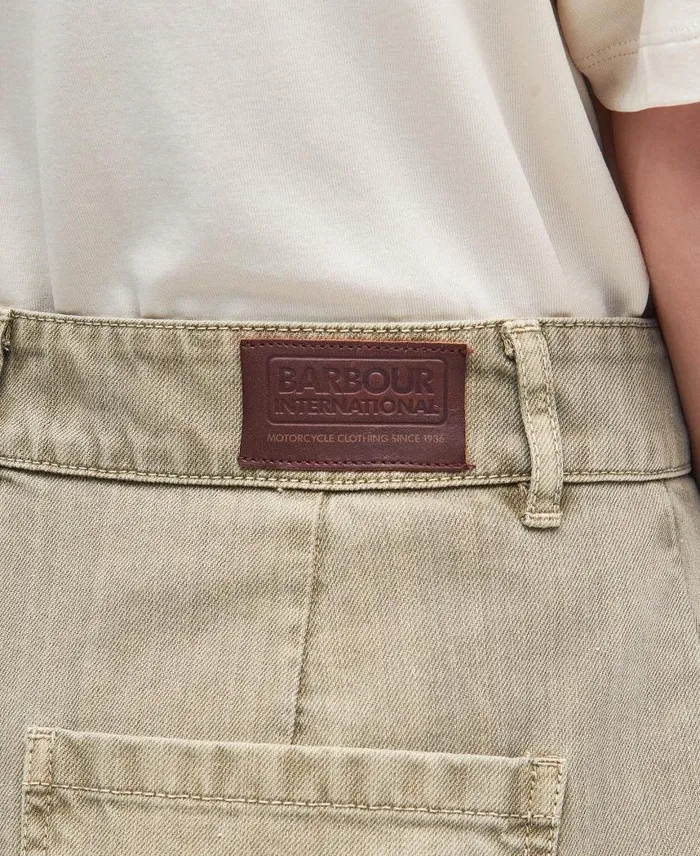 Maria Tapered Cargo Jeans Washed Khaki Women Barbour Trousers and Shorts