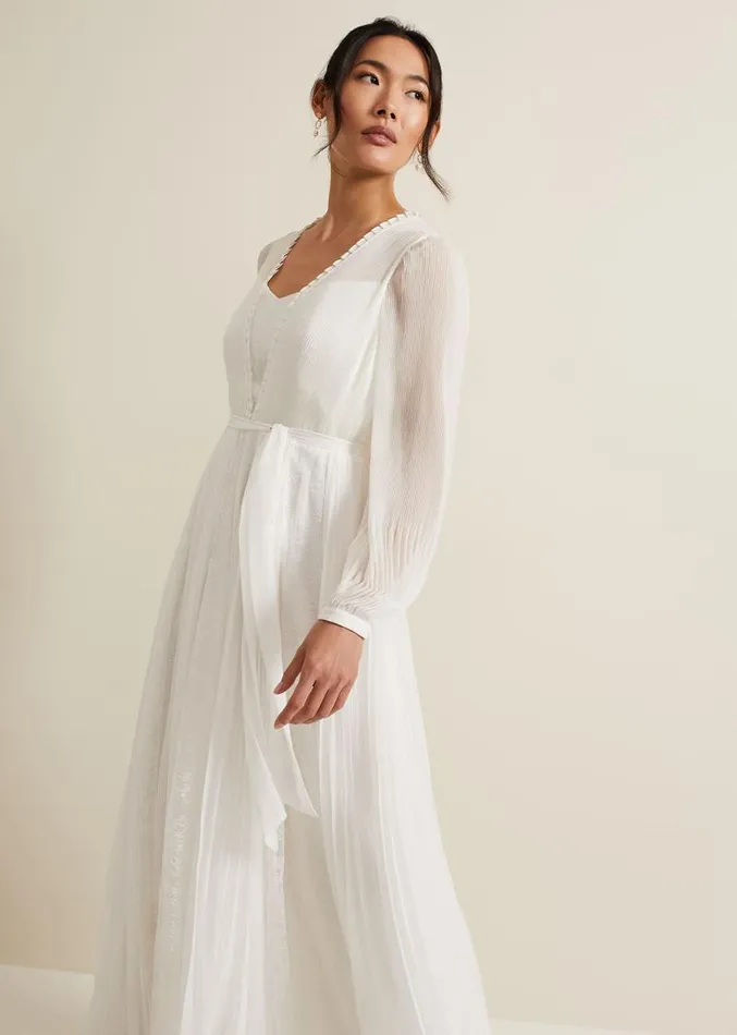 Mariana Pleated Lace Wedding Dress Pearl Women Phase Eight Dresses