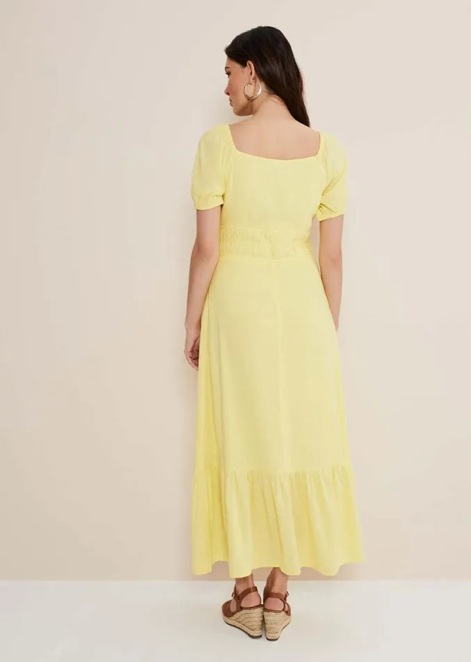 Maribella Linen Midi Dress Lemon Women Phase Eight Dresses