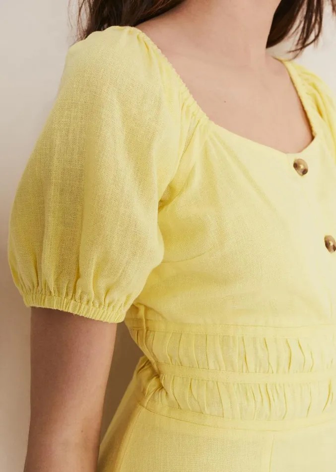 Maribella Linen Midi Dress Lemon Women Phase Eight Dresses