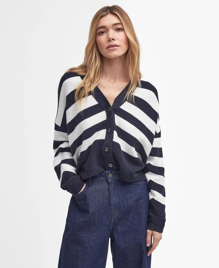 Mariner Striped Cardigan Navy Stripe Women Barbour Cardigans