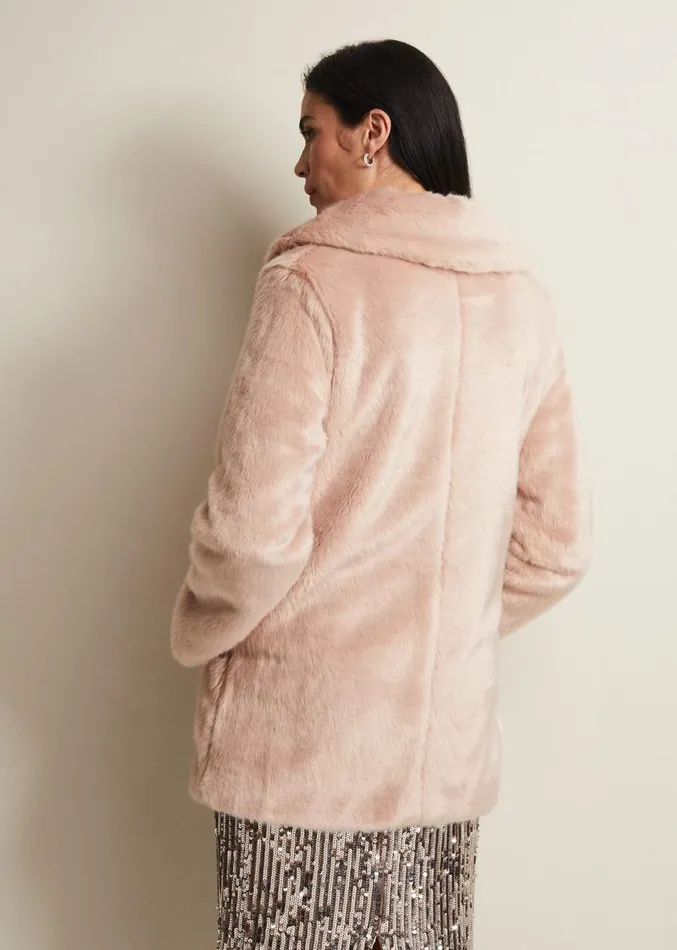 Meg Faux Fur Coat Luxe Pink Women Phase Eight Coats