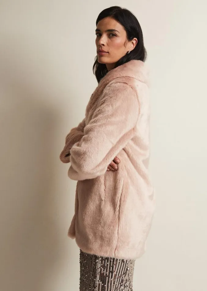 Meg Faux Fur Coat Luxe Pink Women Phase Eight Coats