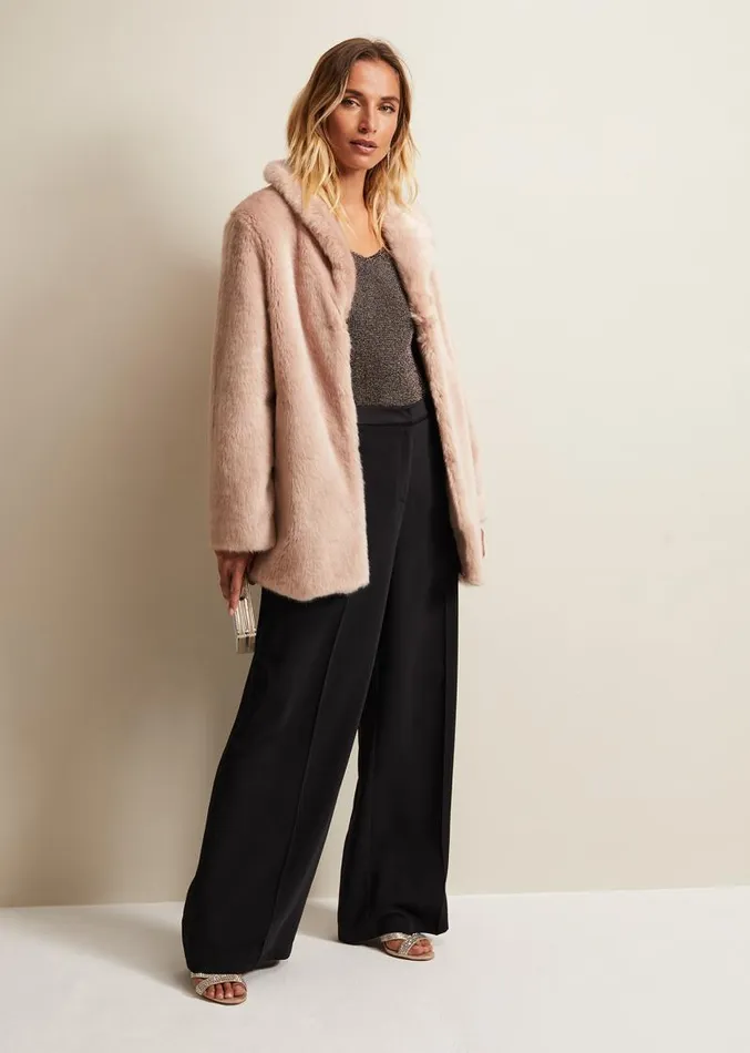 Meg Faux Fur Coat Luxe Pink Women Phase Eight Coats