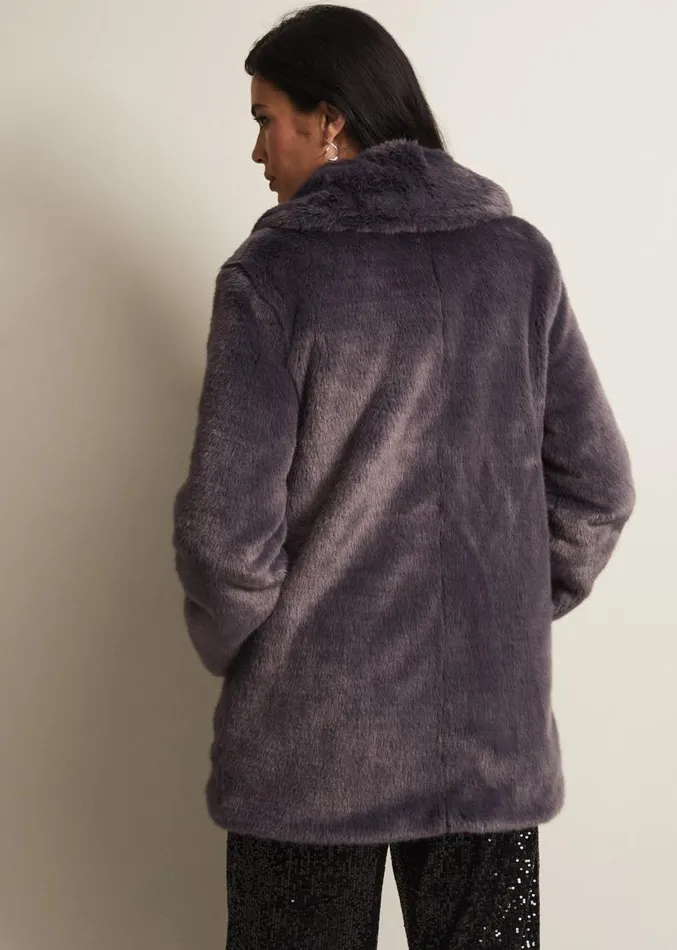 Meg Faux Fur Coat Smoke Women Phase Eight Coats