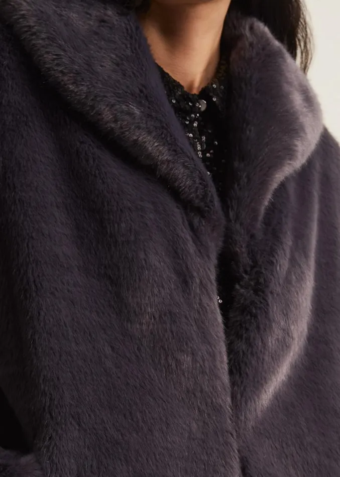 Meg Faux Fur Coat Smoke Women Phase Eight Coats