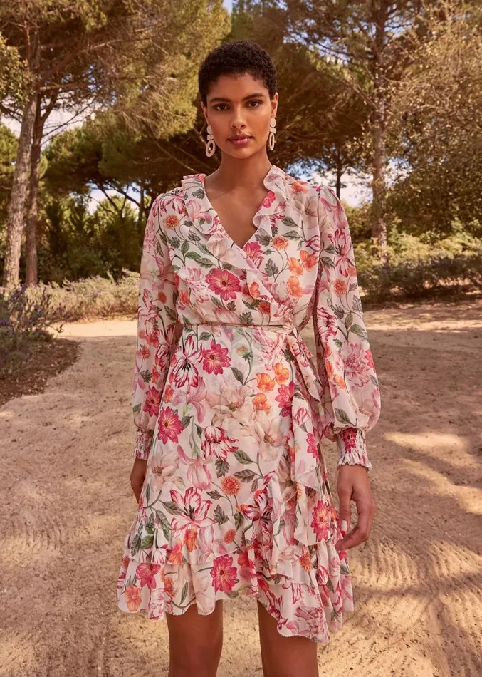 Melinda Floral Wrap Dress Ivorymulti Women Phase Eight Dresses