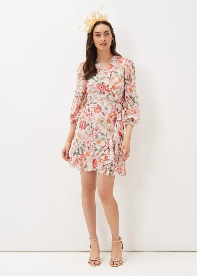 Melinda Floral Wrap Dress Ivorymulti Women Phase Eight Dresses