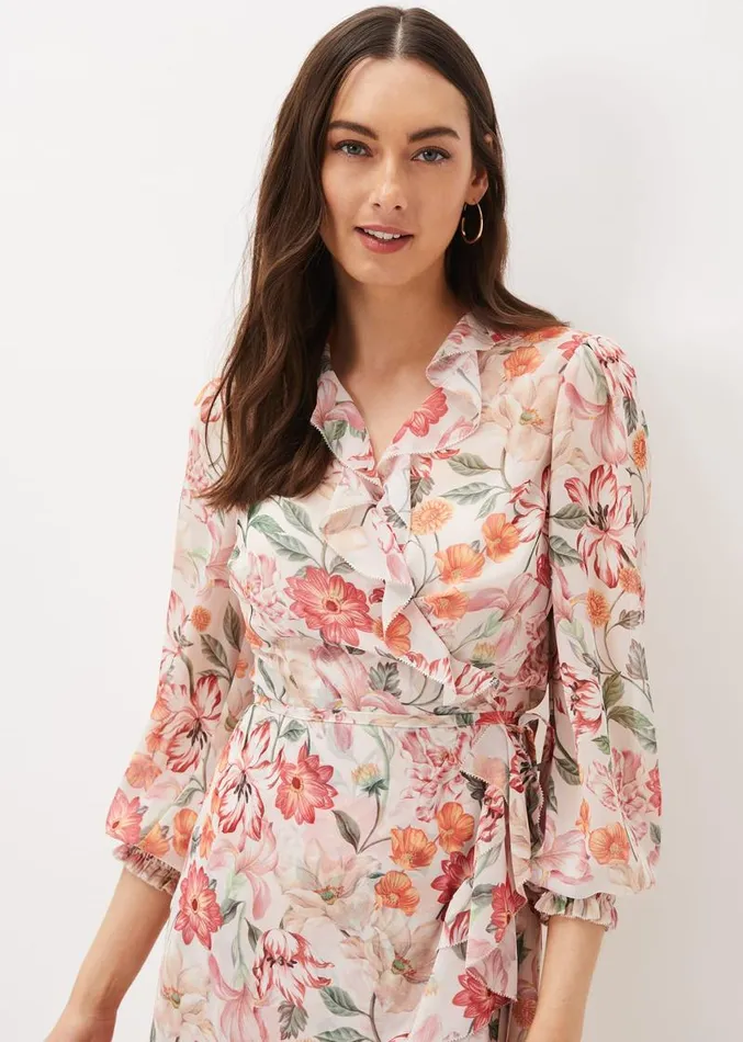 Melinda Floral Wrap Dress Ivorymulti Women Phase Eight Dresses