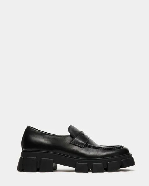 Men039s CENTRO BLACK LEATHER Black Leather Steve Madden Loafers