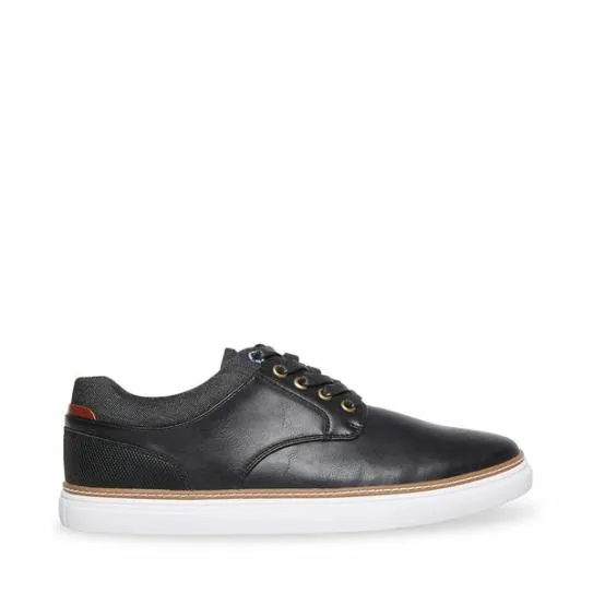 Men039s GULLY BLACK Black Leather Steve Madden Sneakers